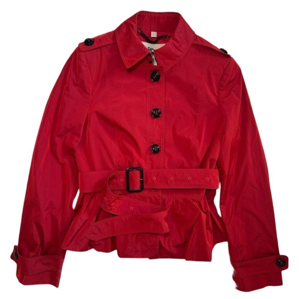 Burberry Red Trench Coat with Belt